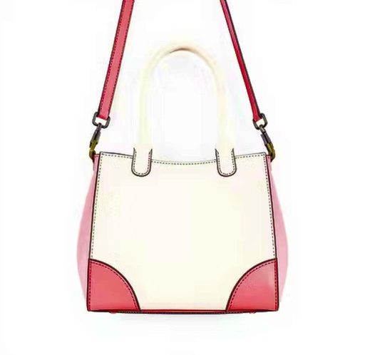 White and pink faux leather hangbag